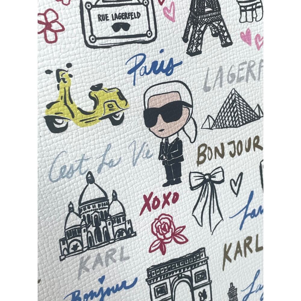 Karl Lagerfeld Maybelle Satchel Ikons Paris Print White Crossbody Bag - Picture 8 of 12